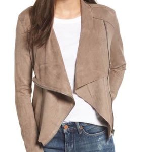 BLANKNYC Drape Front Faux Suede Jacket